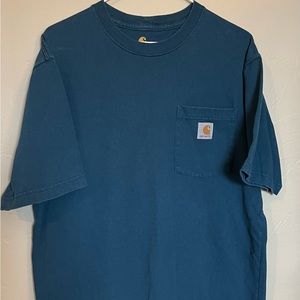 Carhartt Shirt Mens Medium Blue Loose Fit Short Sleeve Crew Neck Pocket Tee